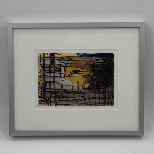 Mauve Jackie Lipton Original Abstract Mixed Media Painting on Paper, New York Artist For Sale - Image 8 of 10