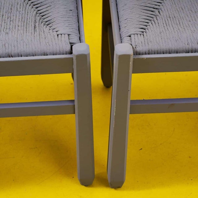 Grey Wood and Straw Chairs,Set of 4 For Sale - Image 6 of 9