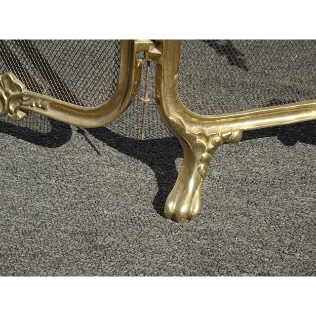 Vintage French Provincial Ribbons Love Birds Gold Brass Fireplace Screen #1 For Sale - Image 12 of 15