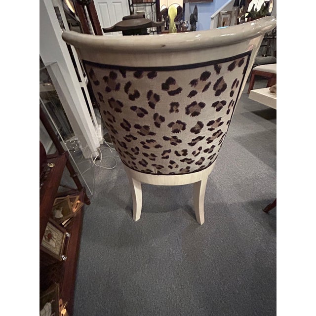 Cream Tessellated Bone Armchair Reupholstered in Cheetah Print Scalamandre Fabric For Sale - Image 8 of 15