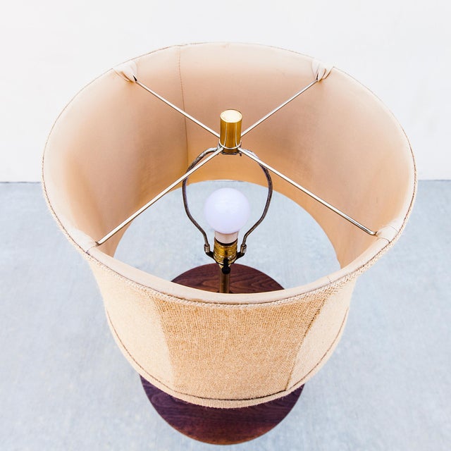 Mid-Century Modern Restored 1960s Sculpted Walnut & Brass Floor Lamp With Cocktail Table For Sale - Image 3 of 12