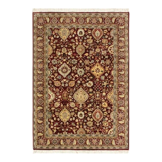 Shabby Chic 1990's Tabriz Pak-Persian Red/Gold Wool Rug - 4'1'' X 6'1''V For Sale