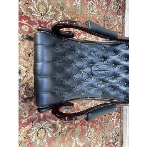 Black Leather Chesterfield Rocking Chair For Sale - Image 5 of 7
