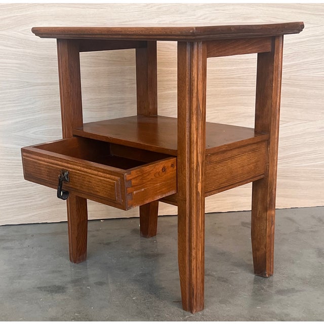 Wood 20th Century Pair of Solid Carved French Nightstands With Low Shelve For Sale - Image 7 of 9