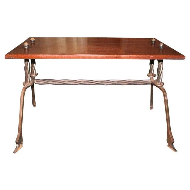 French Wood and Handwrought Iron Side Table For Sale - Image 11 of 11