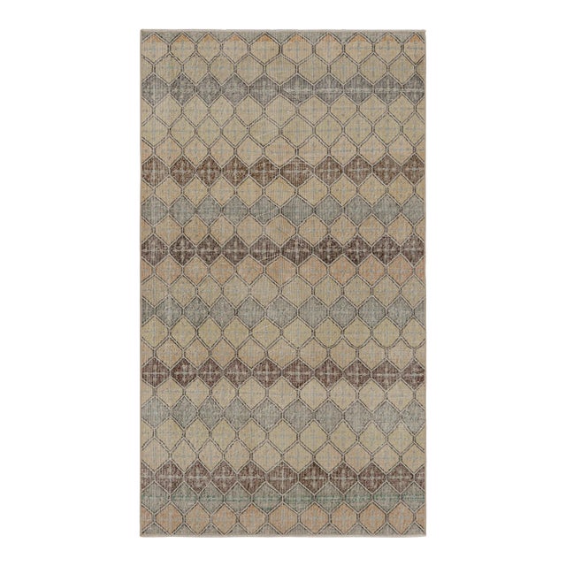 Vintage Zeki Müren Runner Rug, With Geometric Patterns, From Rug & Kilim For Sale