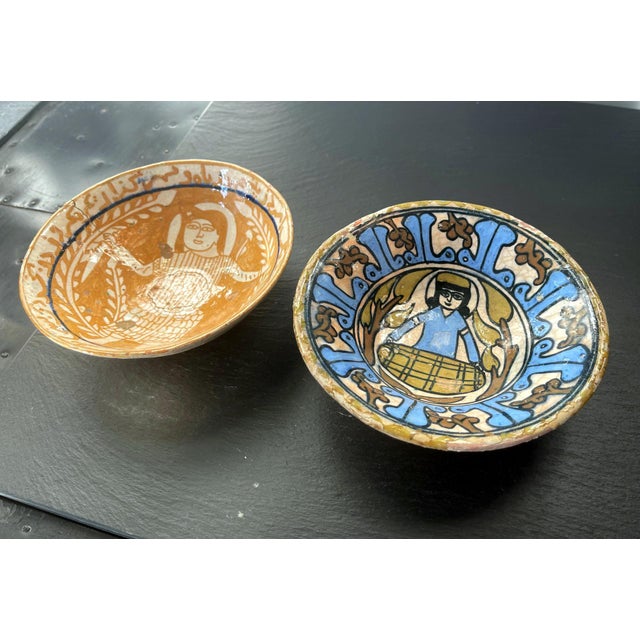 Figurative Two Islamic Nishapur Glazed Pottery Bowls For Sale - Image 3 of 16