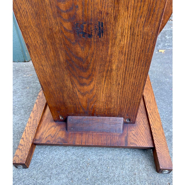 1910s Limbert Mission Oak Oval Library Table With Cut Outs Arts & Crafts For Sale - Image 12 of 12