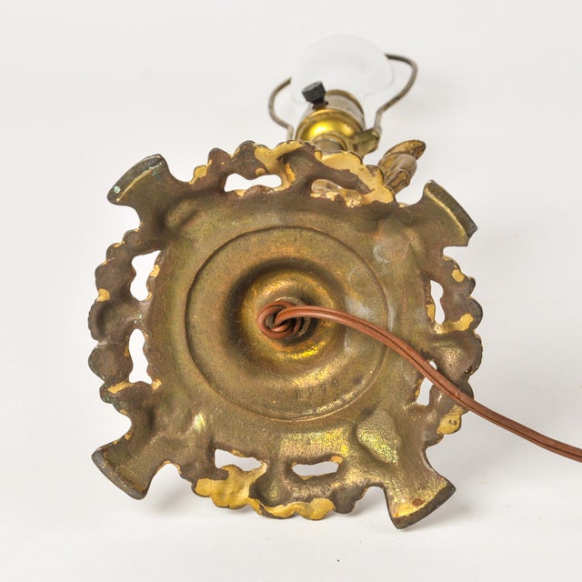Antique Cherub Table Lamp With Handmade Limpet Shell Lampshade in the Style of Richard Hoosin For Sale - Image 12 of 14