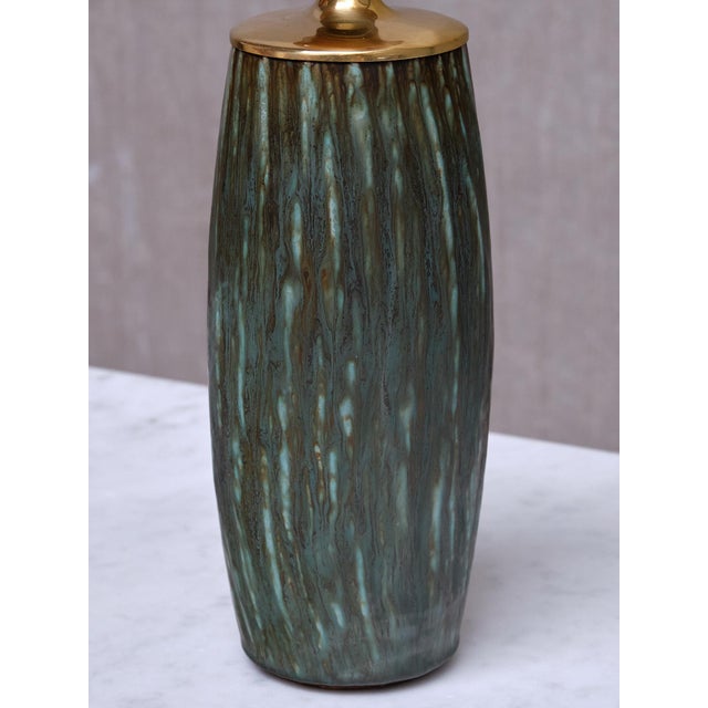 1960s Rubus Green Ceramic Table Lamp by Gunnar Nylund for Rörstrand, 1960s For Sale - Image 5 of 12