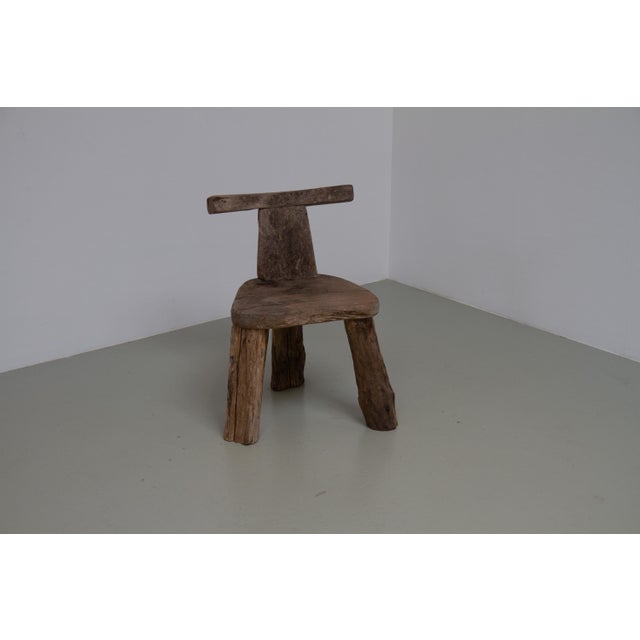 Primitive Elm T Tripod Side Chair, Denmark, 1970s For Sale - Image 9 of 18