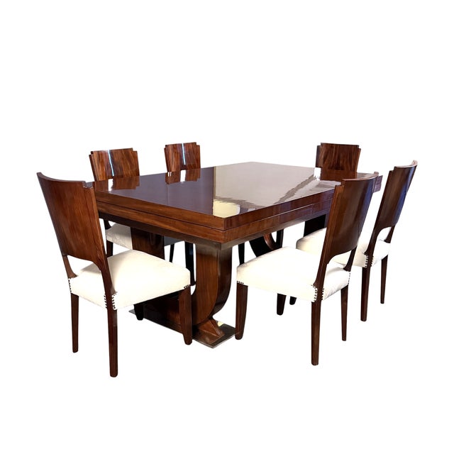 French Art Deco Dining Room Set in Mahogany, 1930s, Set of 7 For Sale - Image 13 of 13