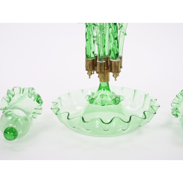 19th Century Victorian Style Italian Glass / Brass Epergne Centerpiece Vase For Sale - Image 9 of 18