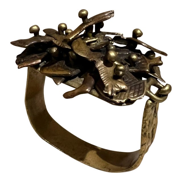 1970s Pal Kepenyes Brass Bracelet Cuff Milagros Series For Sale