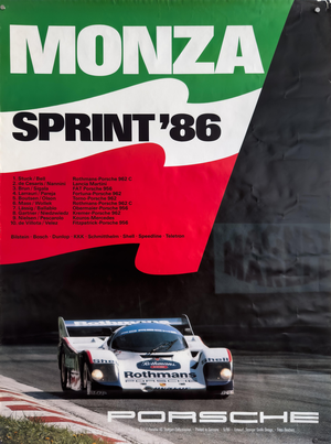 Monza Sprint 86 Original Porsche Poster by Strenger Grafik Design, 1986