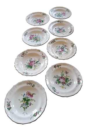 French Faience Luneville Plates Set of Eight