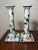 Presenting this pair of hand-painted bird and floral motif in colors mainly of white and green mixed with orange and brown...