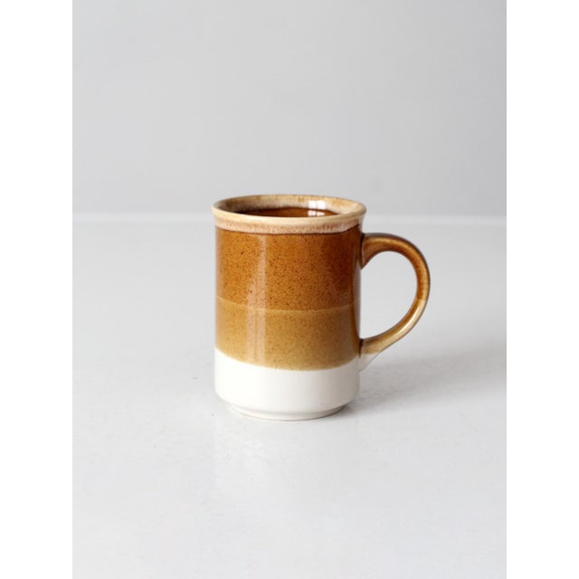 Vintage 1970s Brown Tan and Cream Ceramic Coffee Mug For Sale - Image 12 of 12