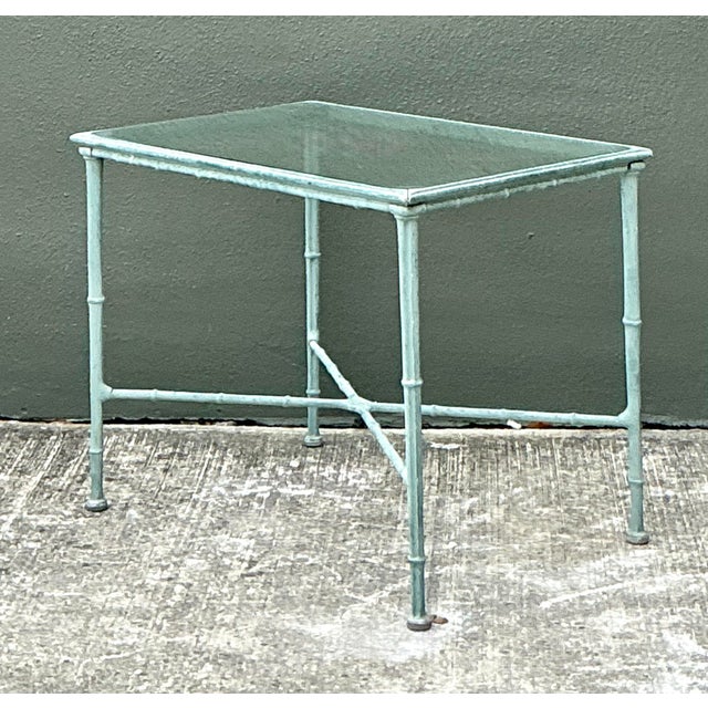 Vintage Cast Aluminum Outdoor Side Table After Brown Jordan For Sale - Image 10 of 12