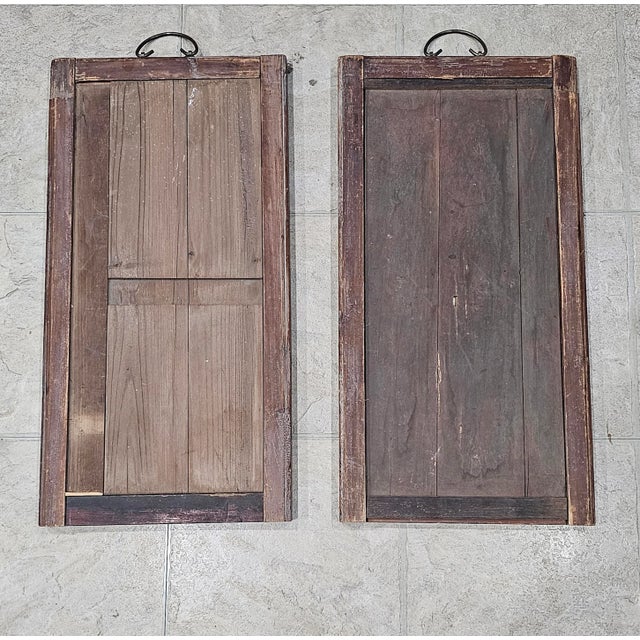 Mid-Century Pair of Chinese Famille Rose Porcelain Plaques Carved Wood Frames For Sale - Image 11 of 11