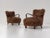 Art Deco Scandinavian Armchairs in Curly Caramel Brown Mongolian Sheepskin, 1950s, Set of 2 For Sale - Image 11 of 11