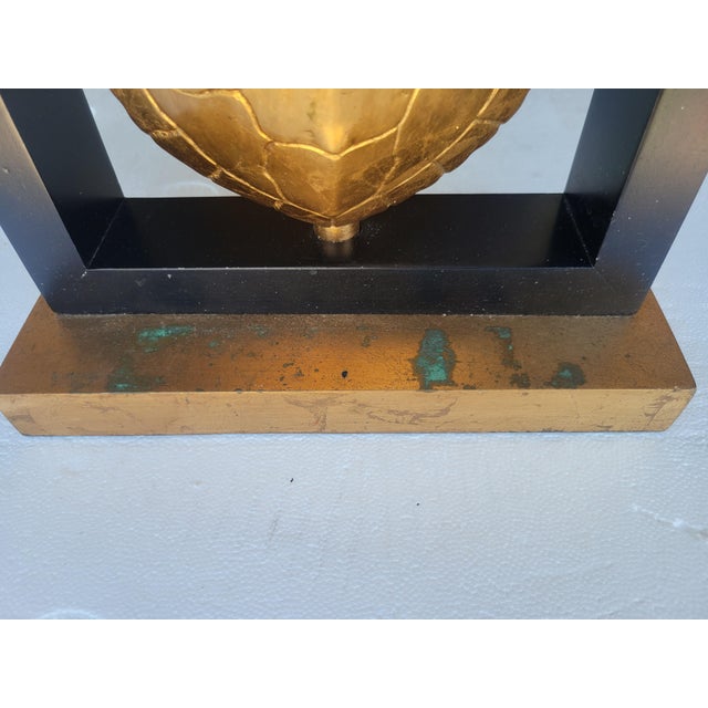 Contemporary Gold Turtle Modern Style Black Rectangular Lamp Shade Table Lamp For Sale - Image 13 of 15