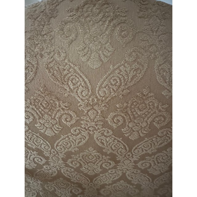 Pair of Sherrill Carved Wood Damask Armchairs With Nailhead Trim Pair of Sherrill Carved Wood Damask Armchairs With Nailhead Trim For Sale - Image 13 of 17