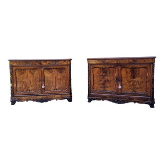 Bolognese Charles X Sideboards in Walnut Burl, 1830s, Set of 2 For Sale