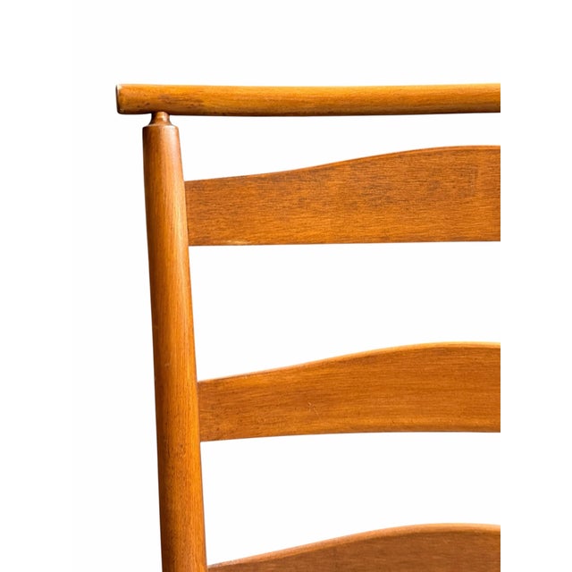 Vintage Shaker Style Cherry Wood Ladder Back Chairs -Set of 4 For Sale - Image 10 of 12