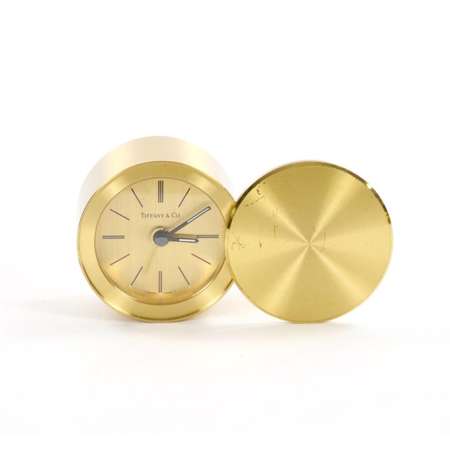 Mid 20th Century Tiffany & Co. Gilt Bronze Round Shape Desk Clock For Sale - Image 10 of 10
