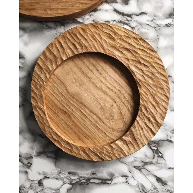 Casa Cubista Carved Wood Circular Tray - Natural, Small For Sale - Image 4 of 4