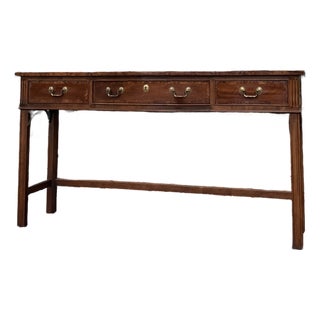 Vintage Sherrill Mahogany Console Table With Brass Hardware | Classic Traditional Entryway or Sofa Table For Sale
