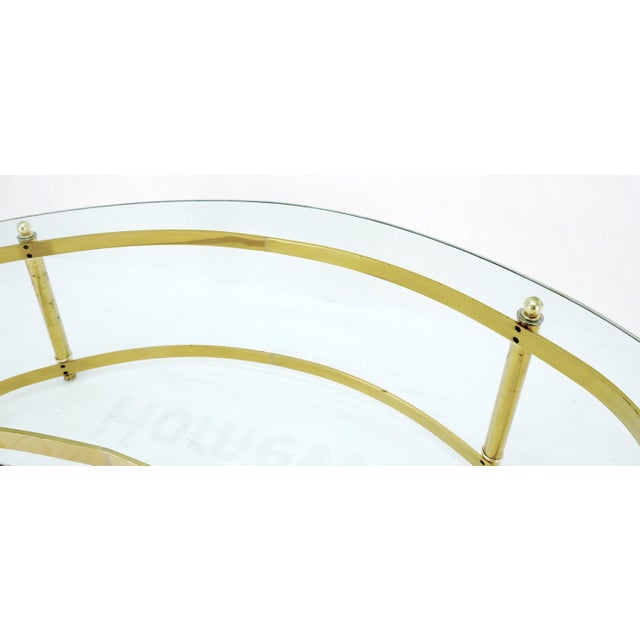 Mid-Century Modern Thick Glass Kidney Shape Brass Base Mid-Century Modern Coffee Table For Sale - Image 3 of 12