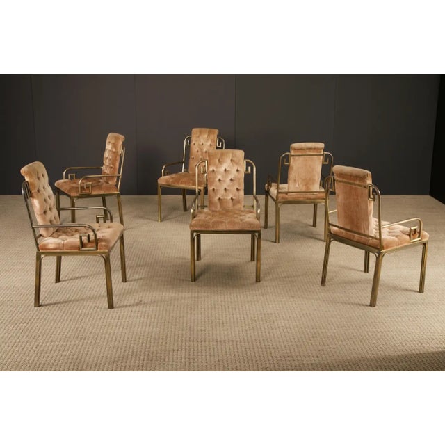 Mastercraft Greek Key Brass & Velvet Dining Chairs by Mastercraft, C. 1970 Italy, Set of 6 For Sale - Image 4 of 18