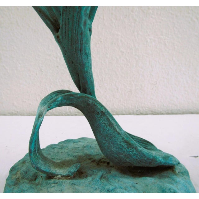 Jumping Frog on Reeds Cold-Cast Bronze Sculpture With Hand Applied Patina For Sale - Image 9 of 13