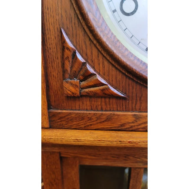 Wood 1900s Antique German Grandmother Clock Key Wind Westminster 8 Day For Sale - Image 7 of 8