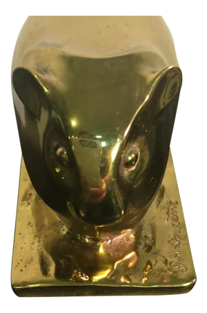 1930s G H Laurent Art Deco Bronze Guinea Pigs Bookends