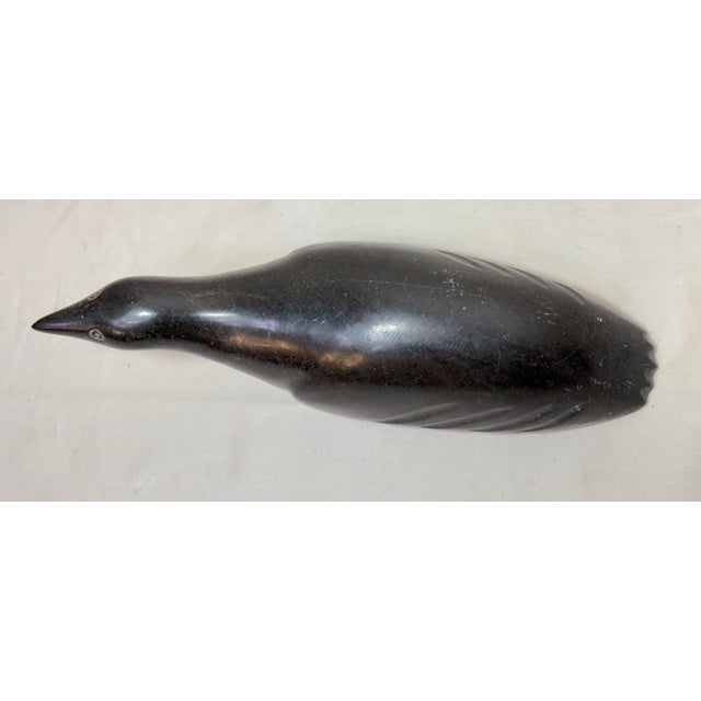 Stone Antique Hand Carved Signed Soapstone Canadian Eskimo Inuit Bird Sculpture Statue For Sale - Image 7 of 12