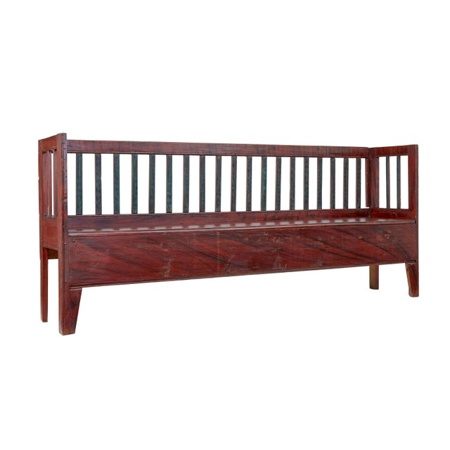 Swedish Rustic Hand-Painted Pine Bench, 1860 For Sale - Image 9 of 9