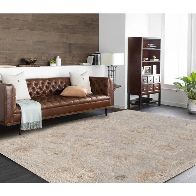 2010s Oushak Wool Silver Area Rug, 9' 3'' X 12' 0'' For Sale - Image 5 of 6