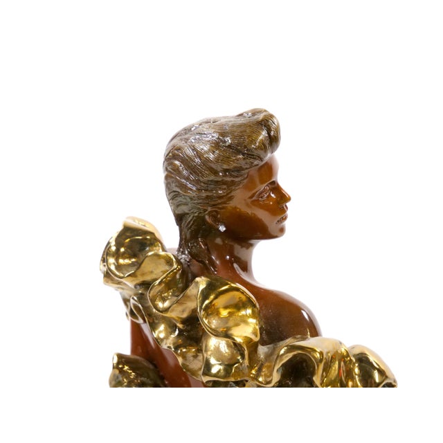 Metal Mid-Century Modern Patinated Bronze Figural Sculpture of a Reclining Lady For Sale - Image 7 of 12