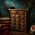 A charming and functional tabletop apothecary cabinet crafted from richly grained dark wood. Featuring 14 individual...