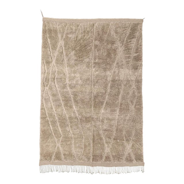 Organic Veined Monochrome Hand-Knotted Moroccan Wool Rug | 9'11" X 7'1" | One of a Kind For Sale