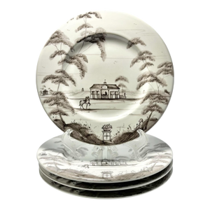 Juliska “Country Estate, Flint (Gray)” 4 Stoneware Dessert or Pie Plates
