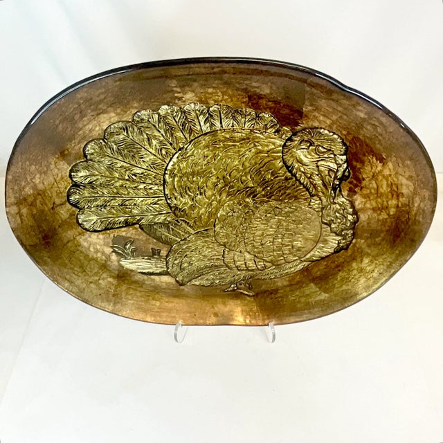 1980s 1980s Vintage Italian Venetian Boho Chic Hand Blown Glass Thanksgiving Turkey Platter. For Sale - Image 5 of 11