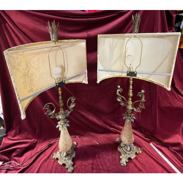 Pair of 1960s Regency Murano Style Lamps For Sale - Image 4 of 12