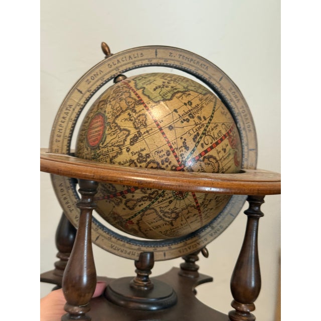Vintage Made in Italy Old World Wooden Desk Globe W/ Stand Astrology Design 11”t For Sale - Image 12 of 12