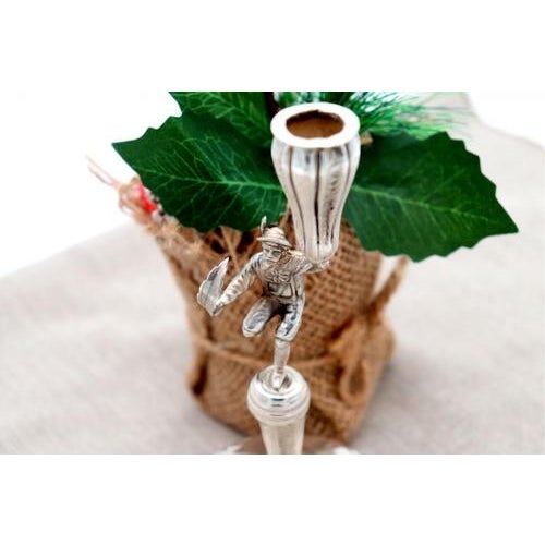 Silver Toothpick Holder with Peasant Carrying Fruit For Sale - Image 3 of 7