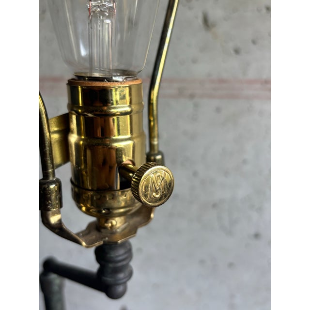 Bronze Vintage Maitland-Smith Bronze Heron Tortoise Tessellated Shell Table Lamp For Sale - Image 8 of 9