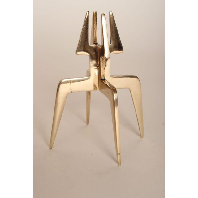Metal Pair of Sculptural Vintage Brutalist Candle Holders in Polished Brass For Sale - Image 7 of 13